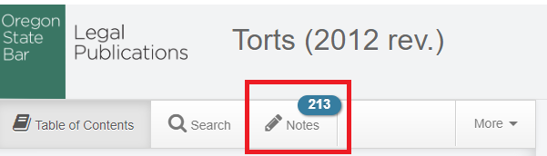 Graphic shows 213 Notes in the Torts book